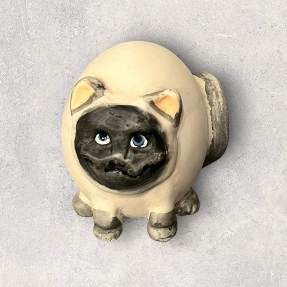 Vintage Allyson Nagel 1994 Ceramic Cat Egg Figurine 2”H Signed Hand Painted - Picture 6 of 9